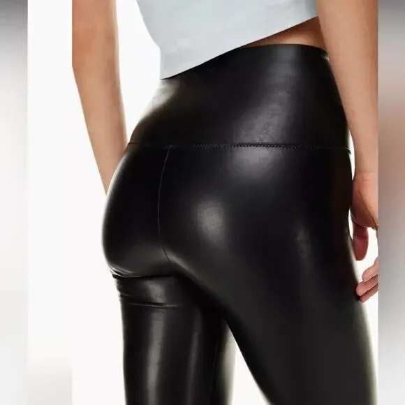 Wilfred Free Pants - Wilfred Free Aritzia Black Faux Leather Leggings Women's Small High Rise Pull On